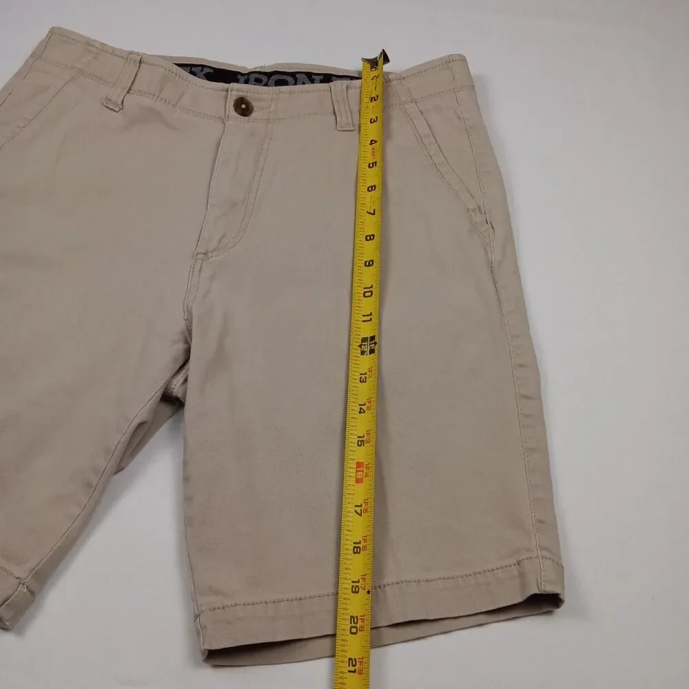 Rustler Iron Flex Mens Size 32 Stretch Khaki Tan Flat Front Casual Shorts